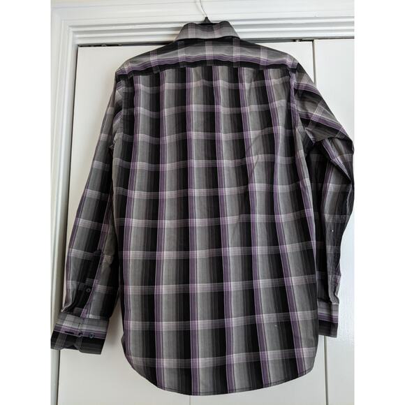 J Ferrar Modern Fit Men's Cotton Dress Casual Shirt - Size Small 14.5 Purple blk - Picture 3 of 6
